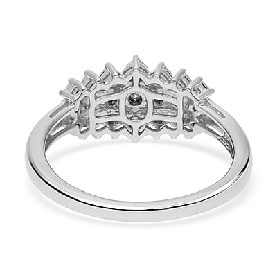 White Diamond Ring in Platinum Over Sterling Silver