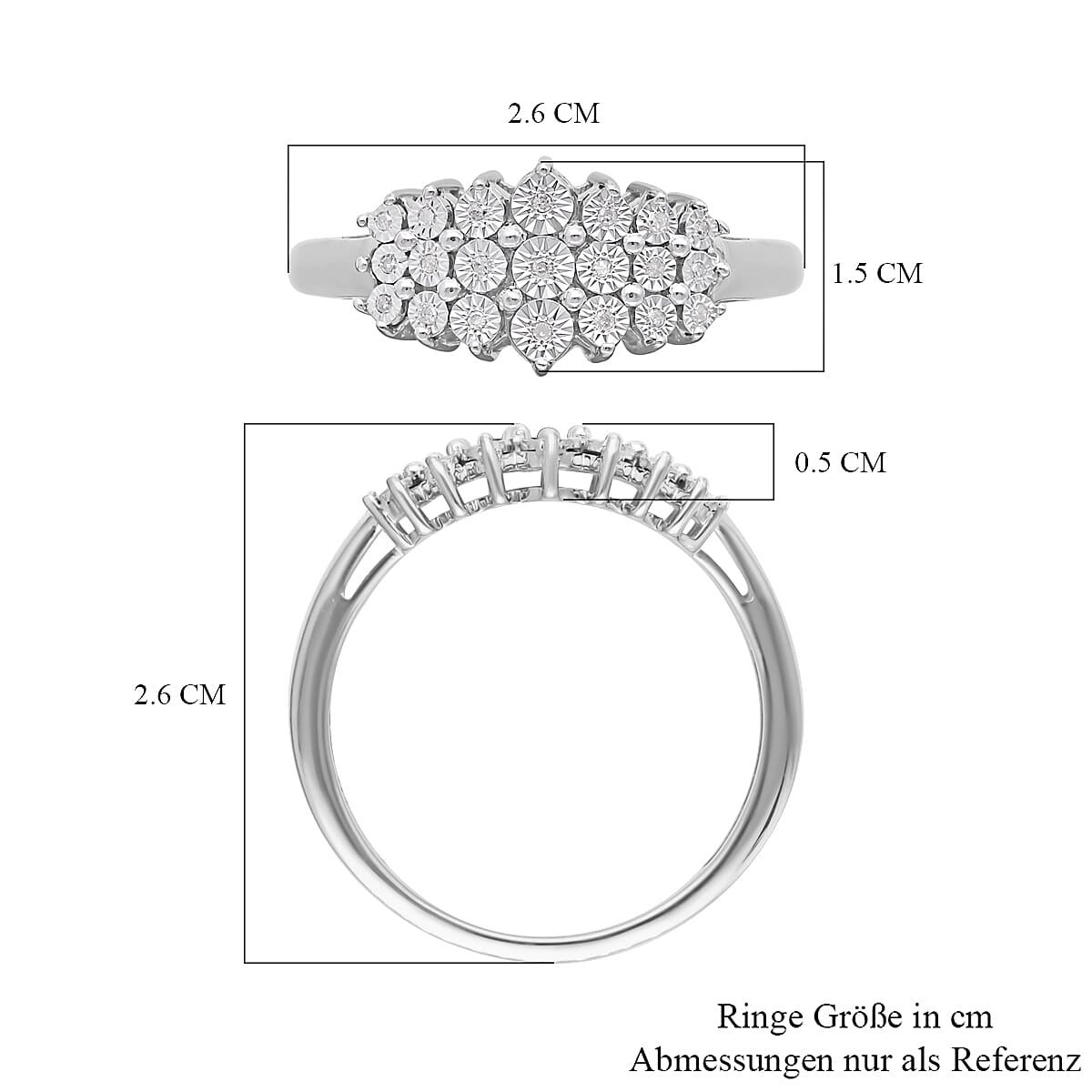 White Diamond Ring in Platinum Over Sterling Silver