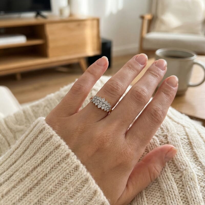 Diamond 0.10 ctw Ring in Vermeil Yellow Gold Over Sterling Silver (Size 9.0)