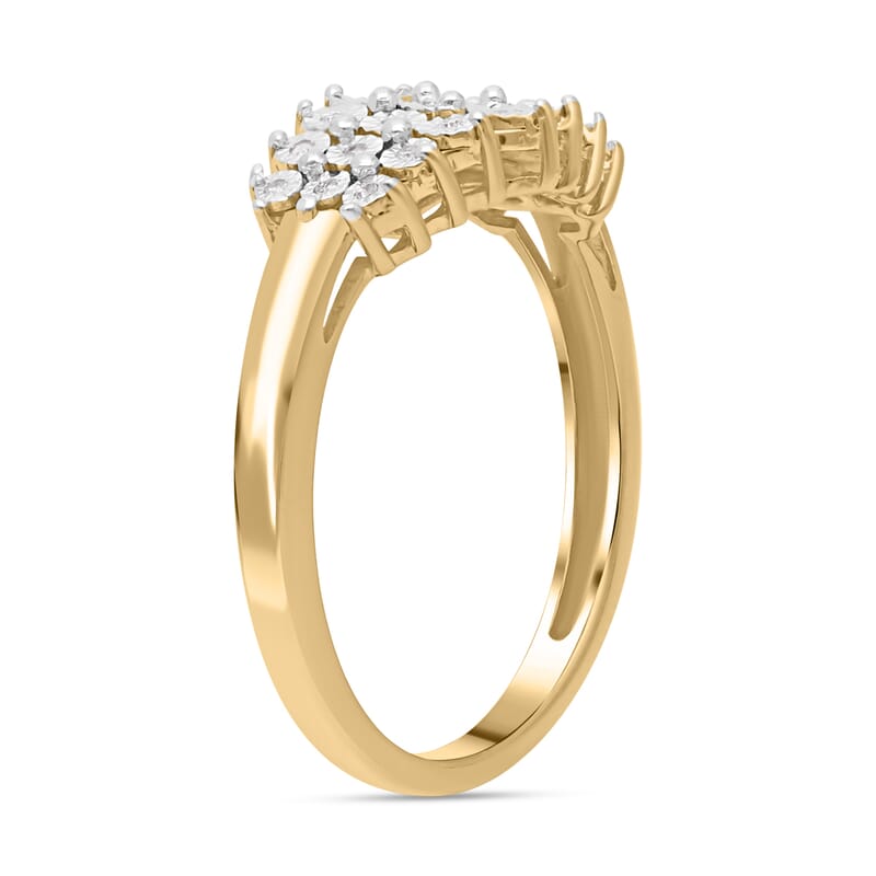 Diamond 0.10 ctw Ring in Vermeil Yellow Gold Over Sterling Silver (Size 9.0)