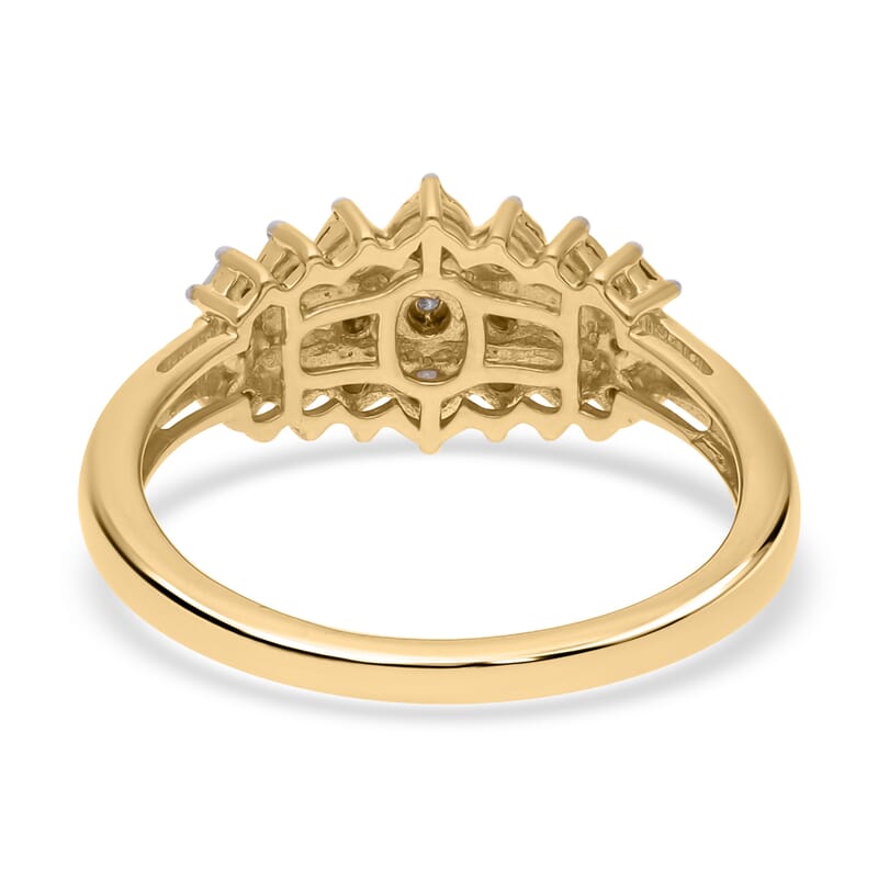 Diamond 0.10 ctw Ring in Vermeil Yellow Gold Over Sterling Silver (Size 9.0)