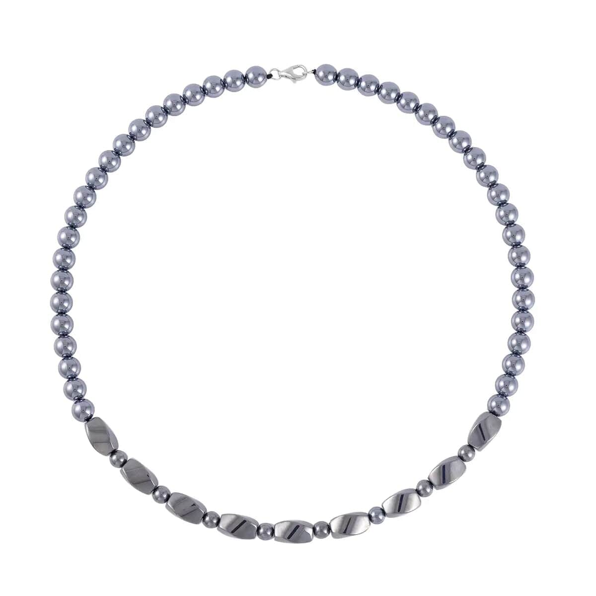 Terahertz Beaded Necklace, Terahertz Station Necklace, 20 Inch Necklace, Rhodium Over Sterling Silver Necklace, Terahertz Jewelry 223.30 ctw image number 0