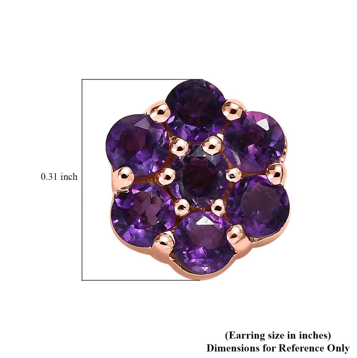 Orissa Rhodolite Garnet Floral Stud Earrings in Vermeil Rose Gold Over Sterling Silver 1.25 ctw image number 3