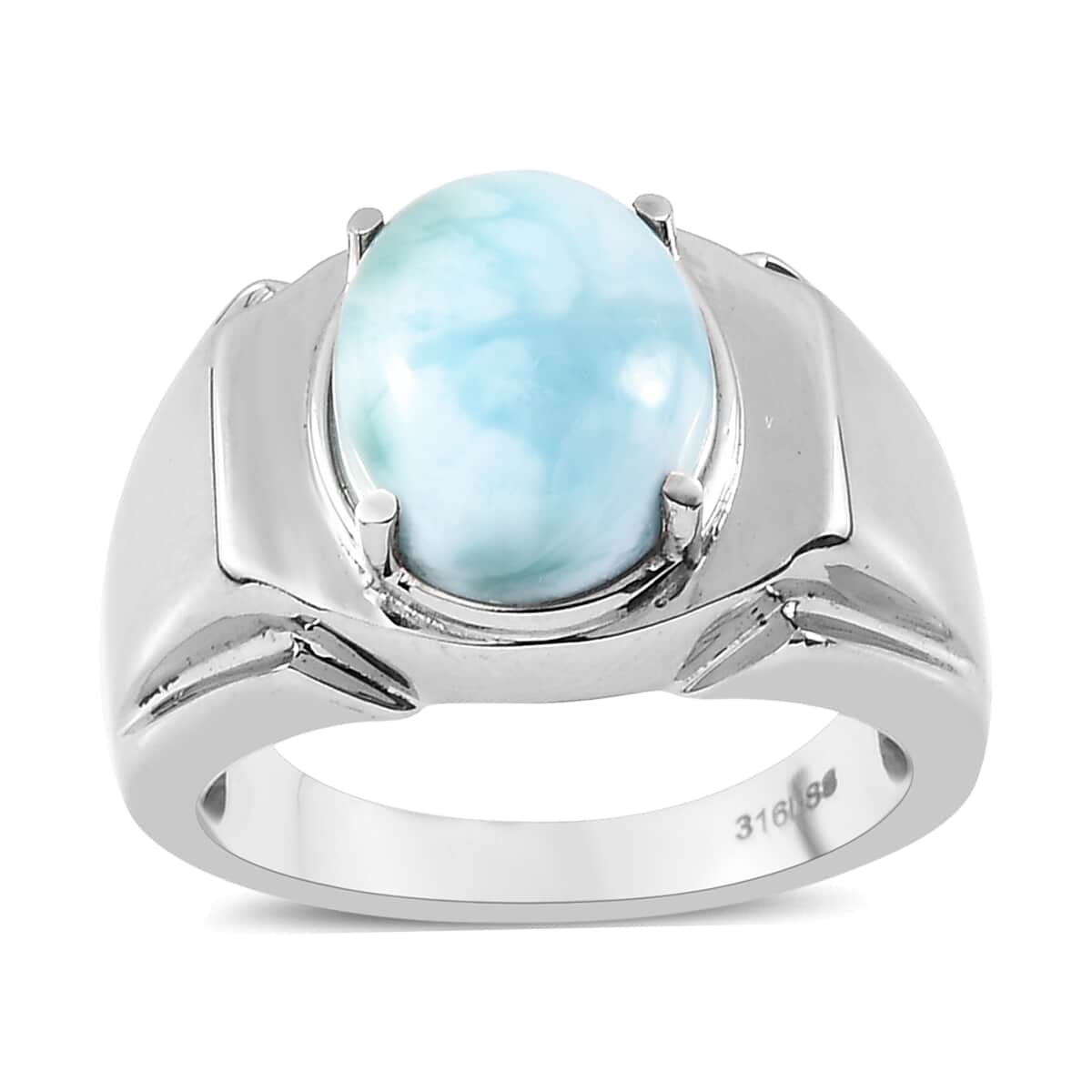 Larimar Men's Ring in Stainless Steel 5.30 ctw image number 0