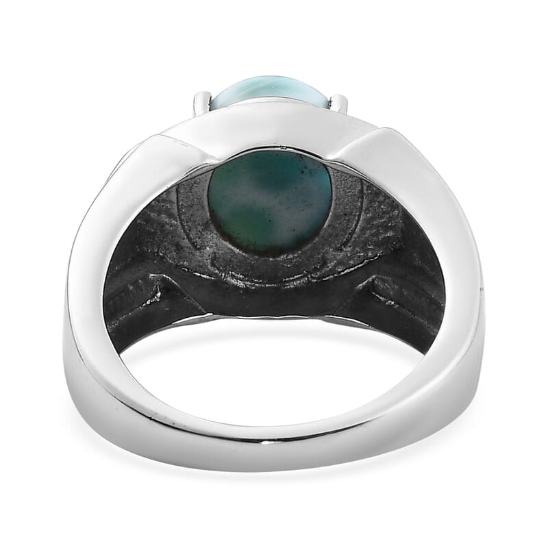 Larimar Men's Ring in Stainless Steel (Size 10.0) 5.30 ctw