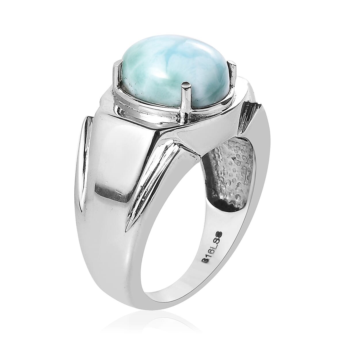 Larimar Men's Ring in Stainless Steel (Size 14.0) 5.30 ctw image number 3