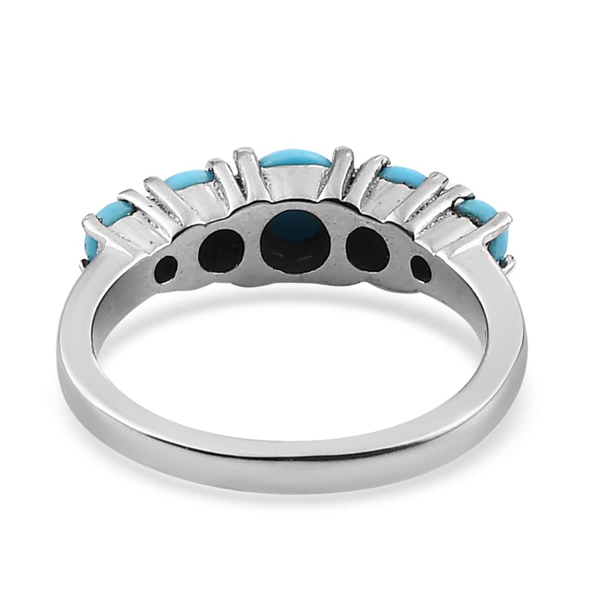 Sleeping Beauty Turquoise 5 Stone Ring in Stainless Steel 1.10 ctw image number 4