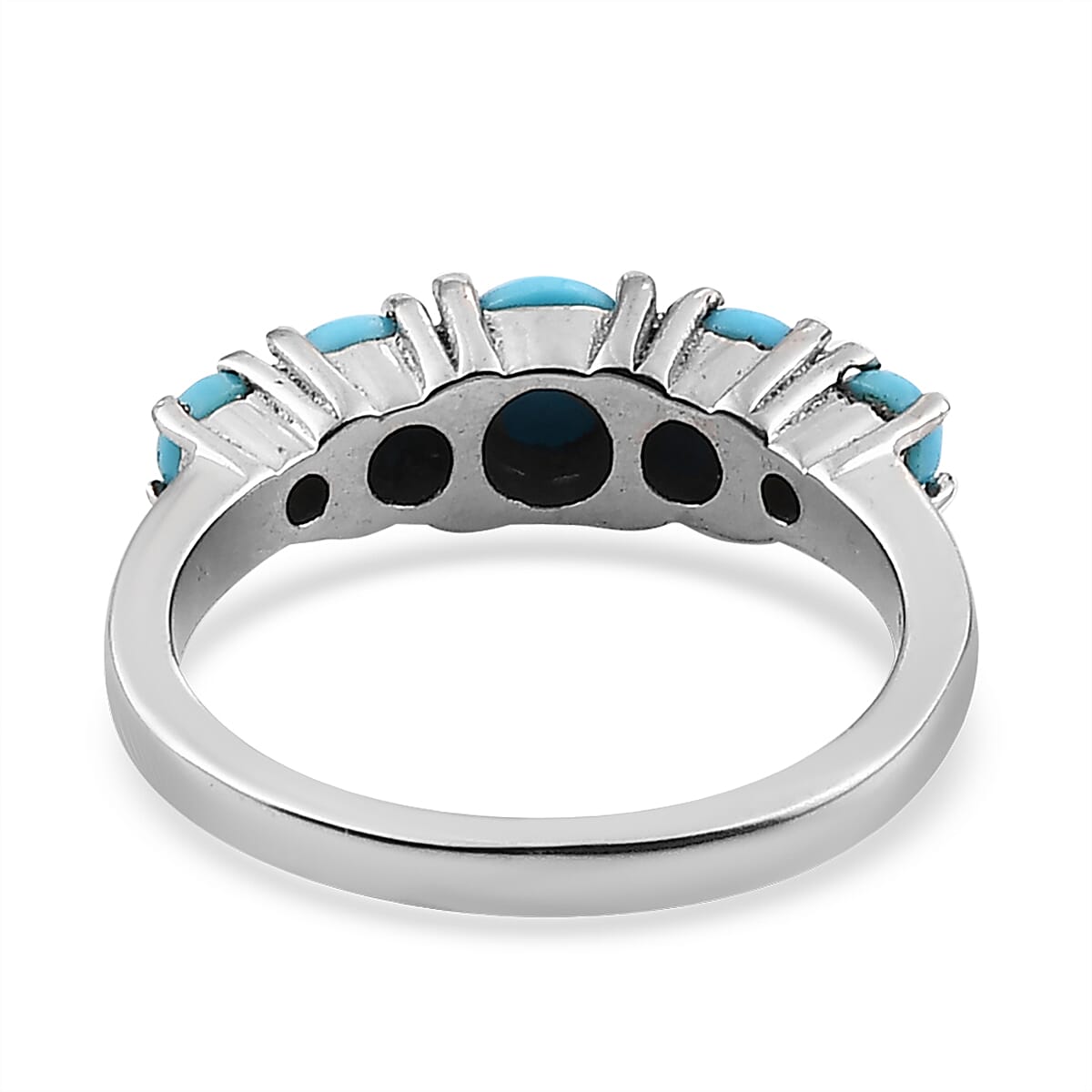 Sleeping Beauty Turquoise 5 Stone Ring in Stainless Steel (Size 6.0) 1.10 ctw , Tarnish-Free, Waterproof, Sweat Proof Jewelry image number 4