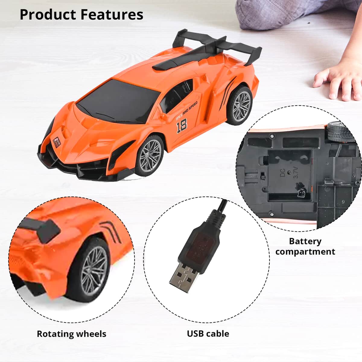 Orange Rechargeable Spray Car with Remote Controller image number 2