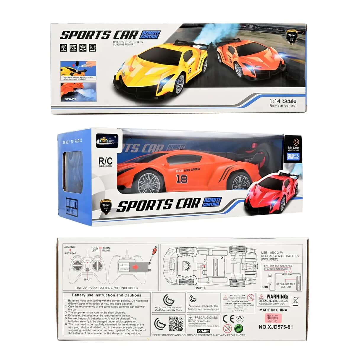 Orange Rechargeable Spray Car with Remote Controller (10.24"x4.33"x3.15") image number 6