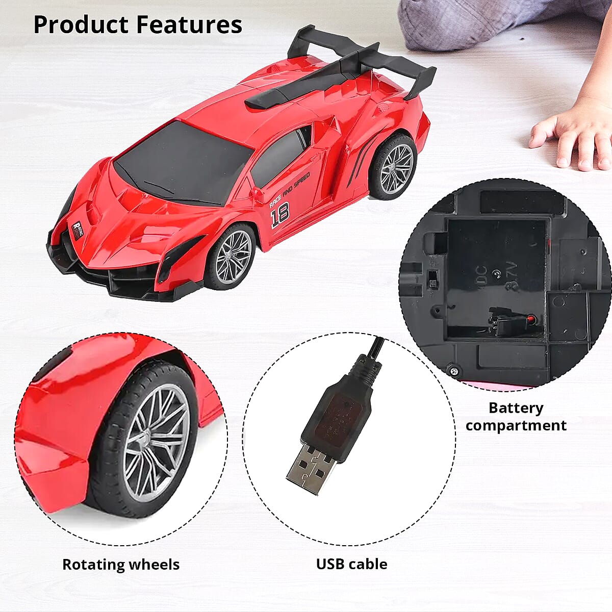 Red Rechargeable Spray Car with Remote Controller image number 2