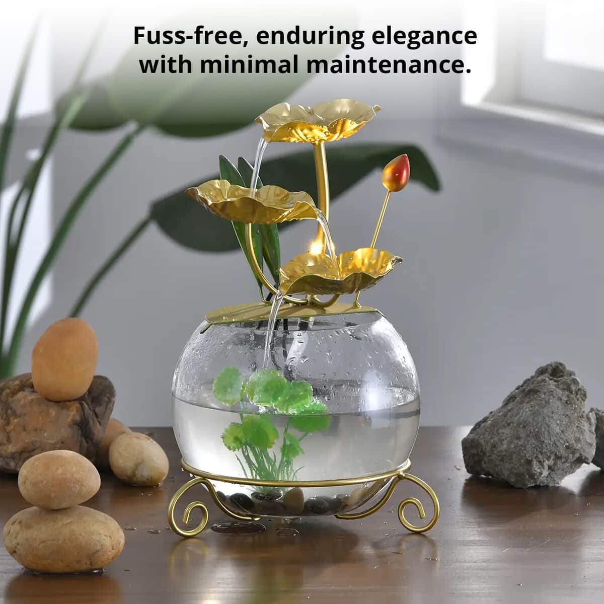 Lotus Bud and Leaves USB Water Fountain image number 1