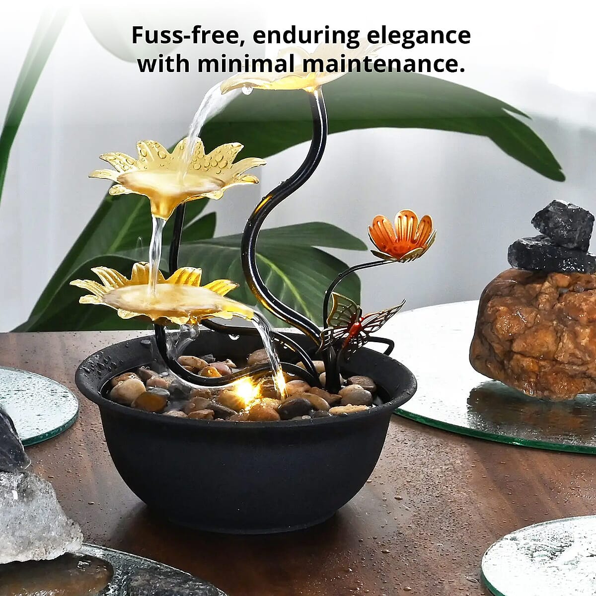 Butterfly and Leaves USB Water Fountain image number 1
