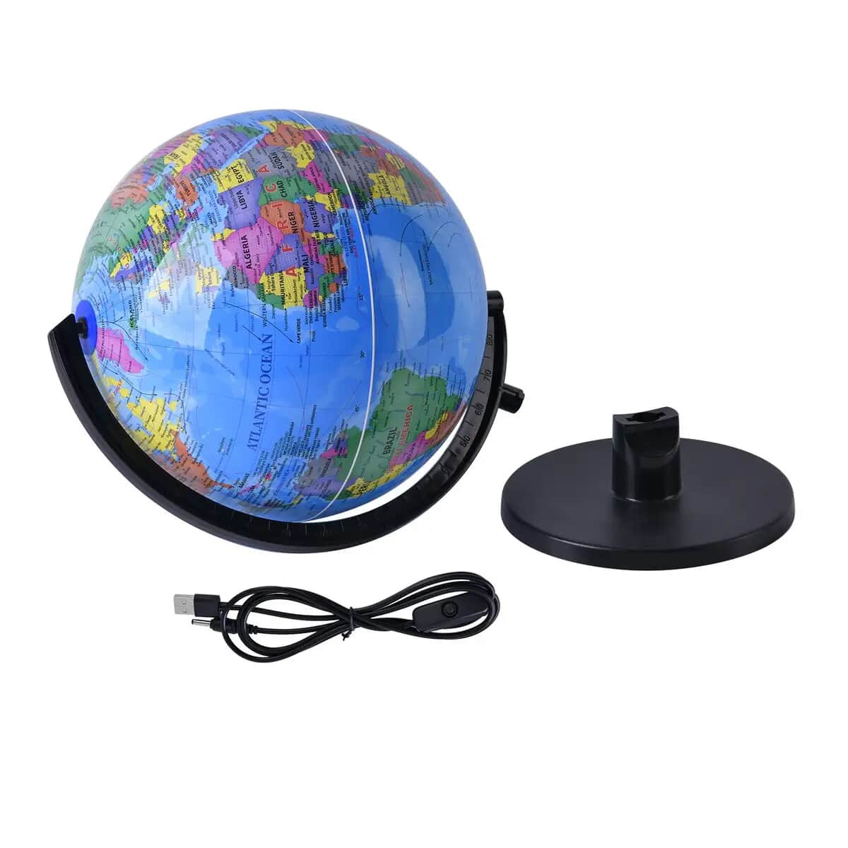 360 Degree Revolving Map of World Painted Globe with Light (USB) (14.5"X7") -Blue image number 0