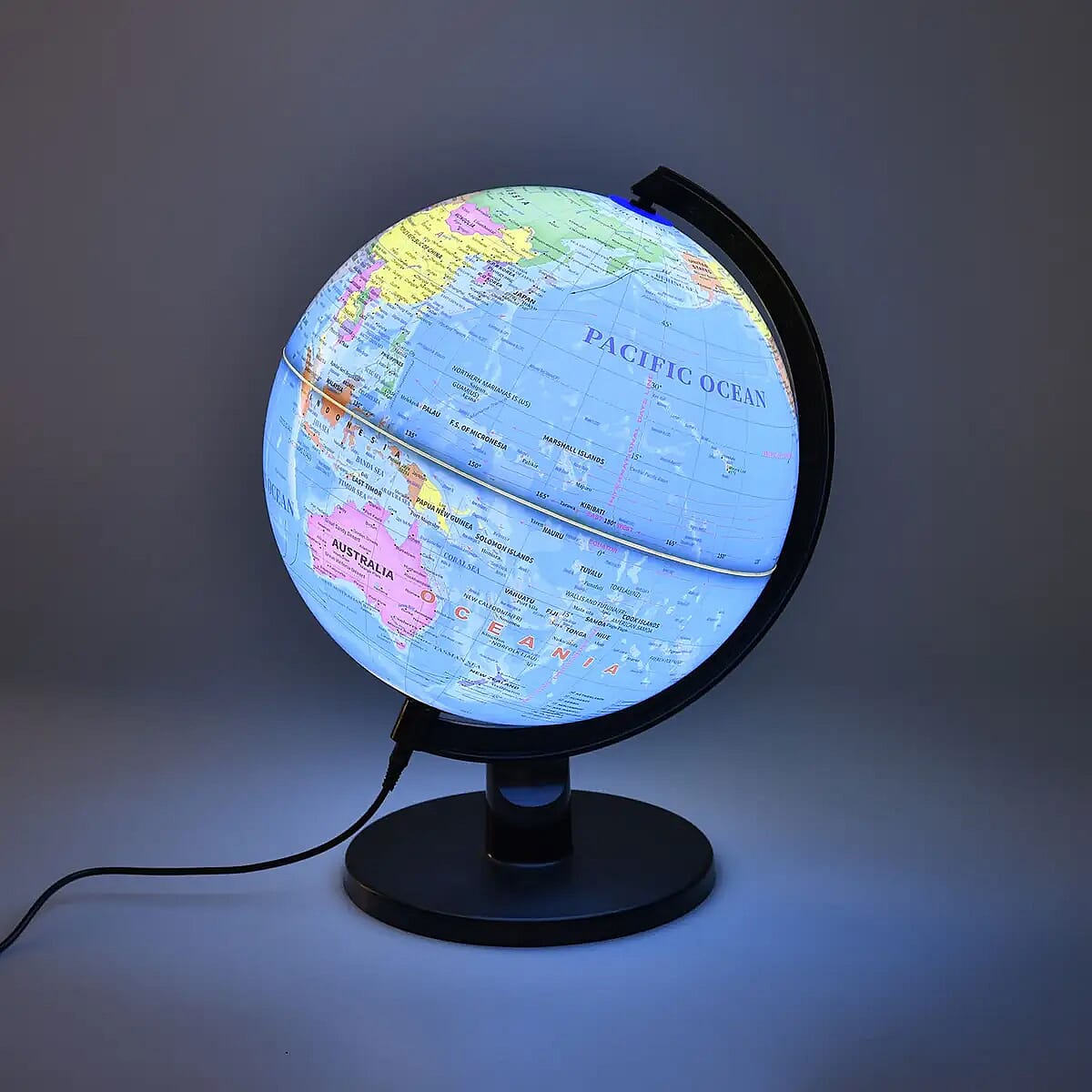 360 Degree Revolving Map of World Painted Globe with Light (USB) -Blue