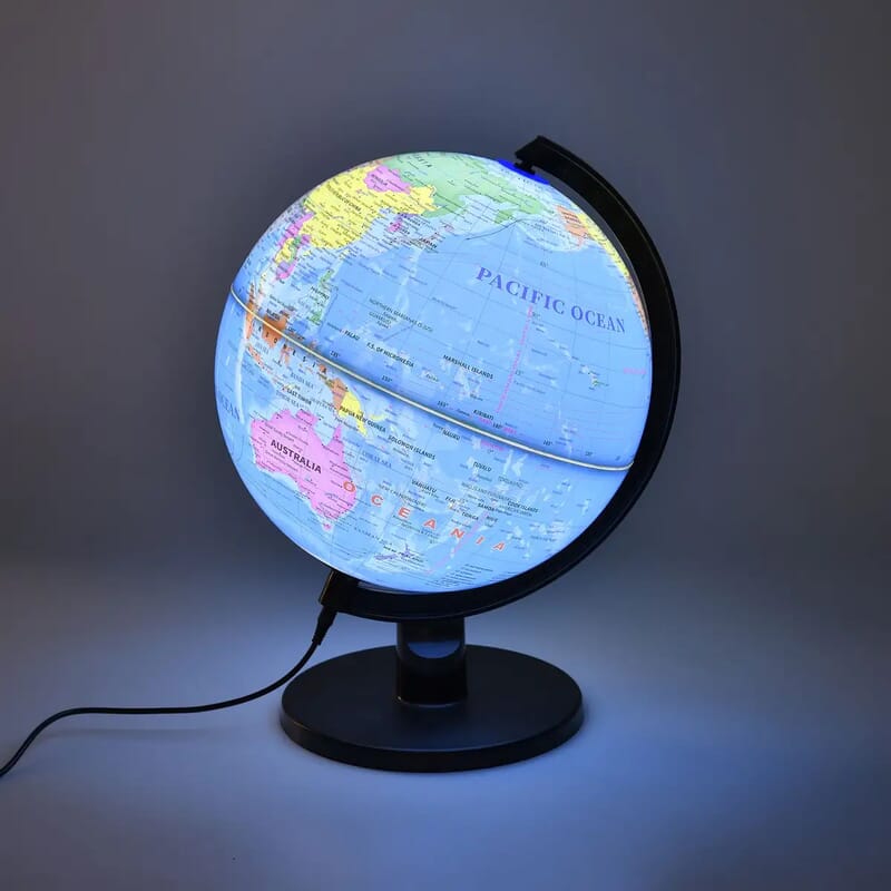 360 Degree Revolving Map of World Painted Globe with Light (USB) -Blue
