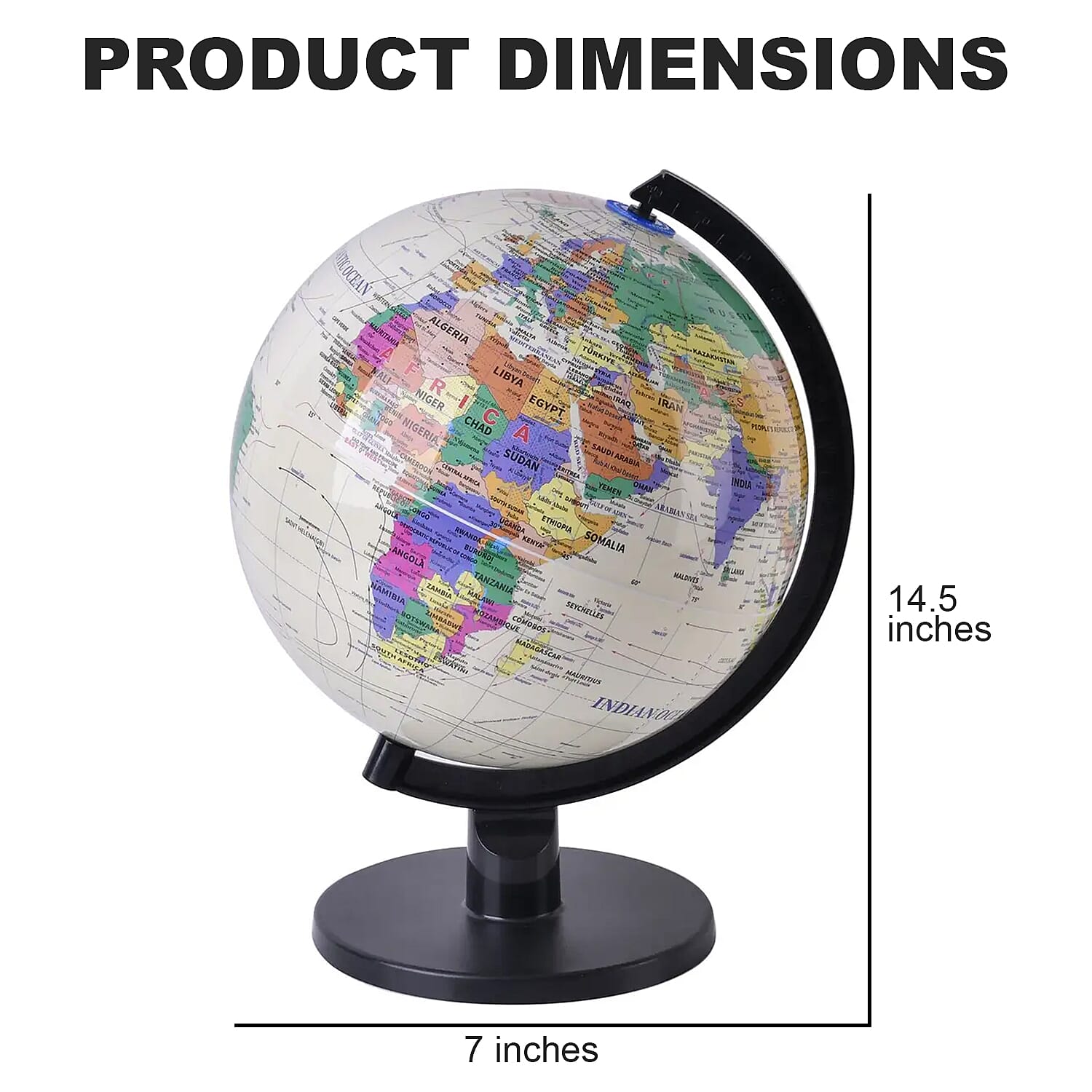 360 Degree Revolving Map of World Painted Globe with Light (USB) -Beige