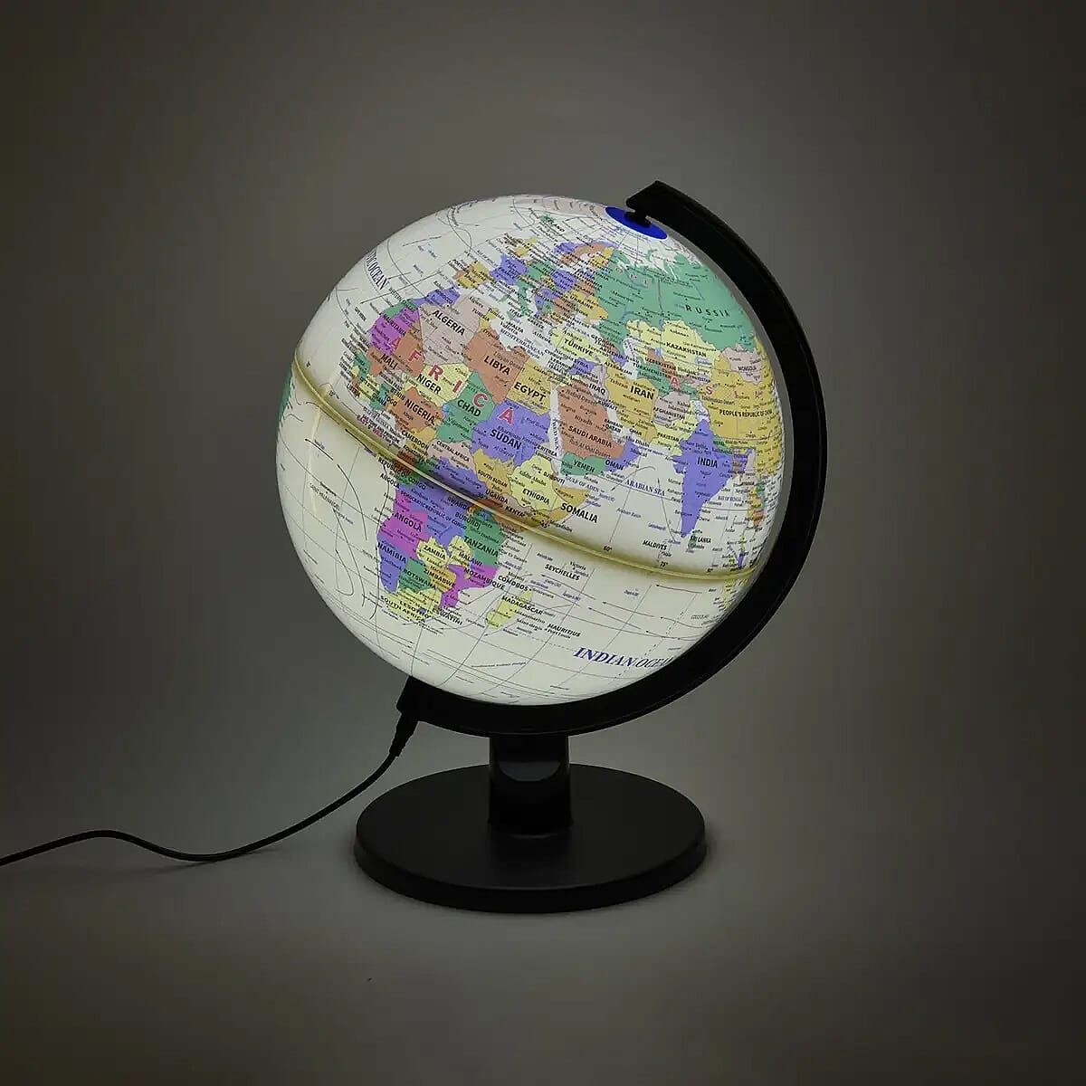 360 Degree Revolving Map of World Painted Globe with Light (USB) -Beige