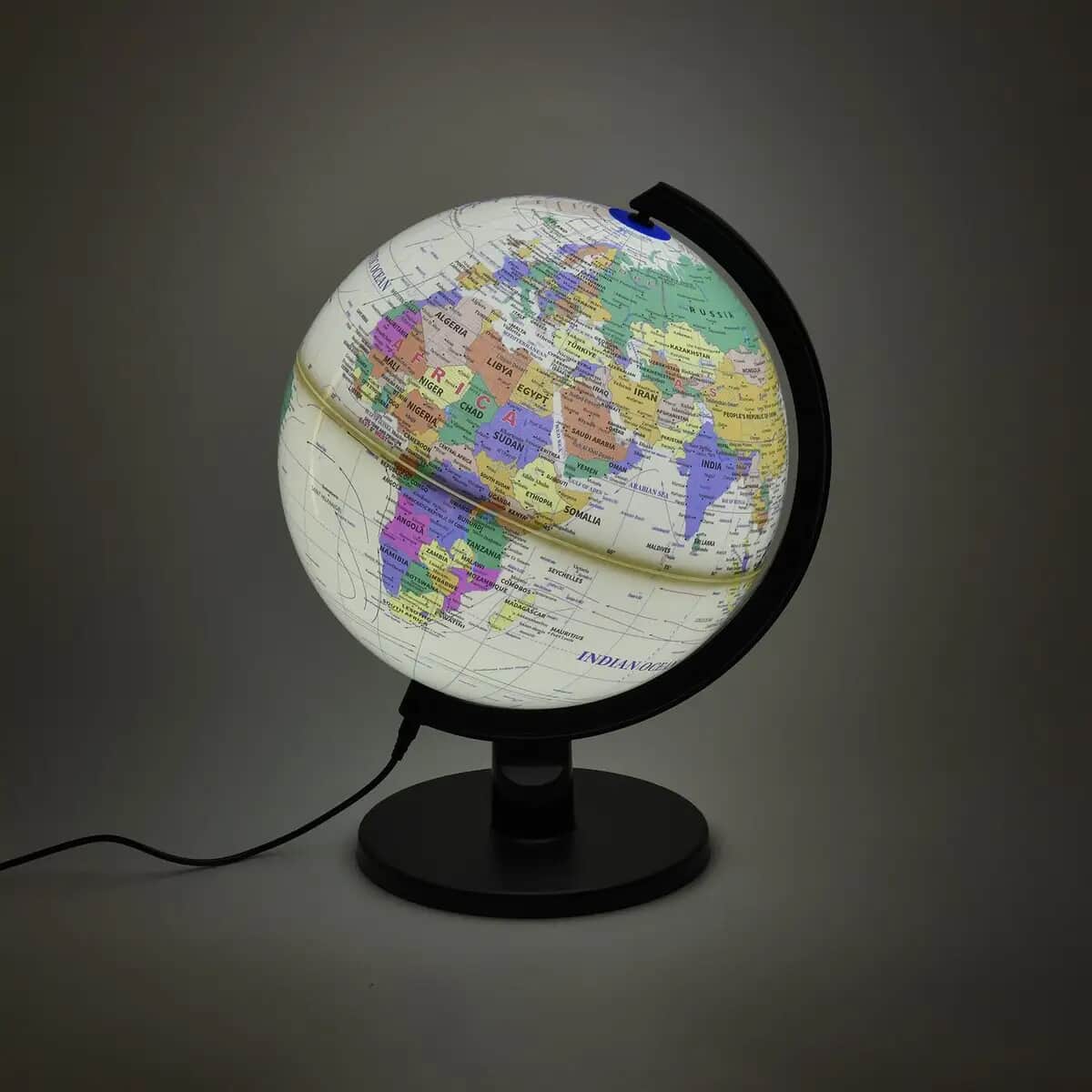 360 Degree Revolving Map of World Painted Globe with Light (USB) -Beige image number 6