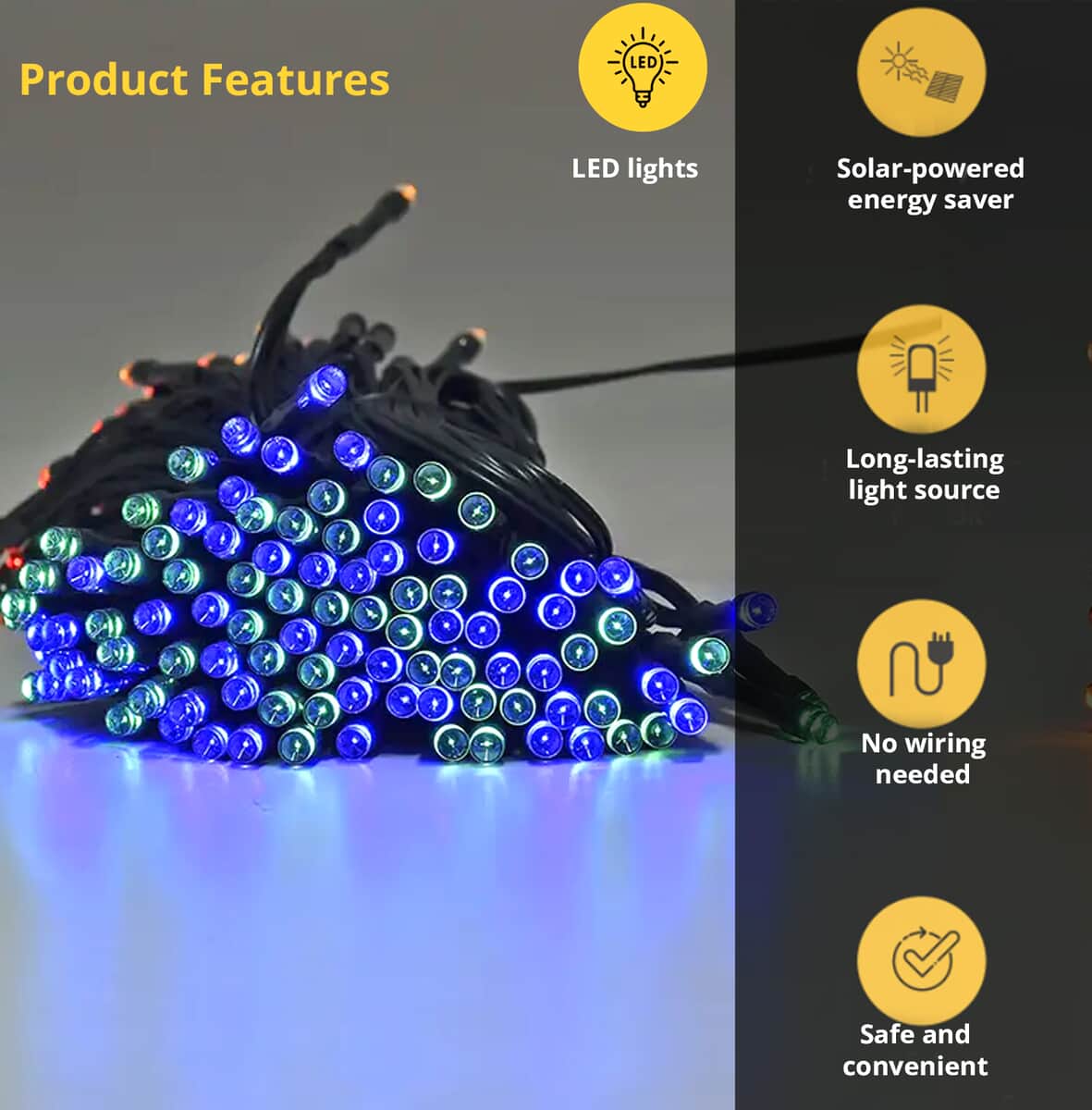 Multi Color Solar 200LED String Lights image number 2