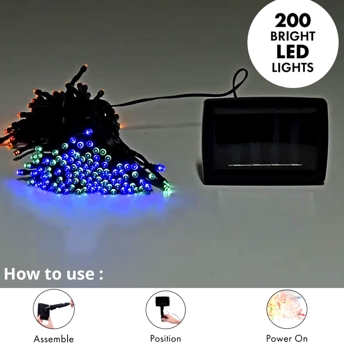 Multi Color Solar 200LED String Lights image number 3