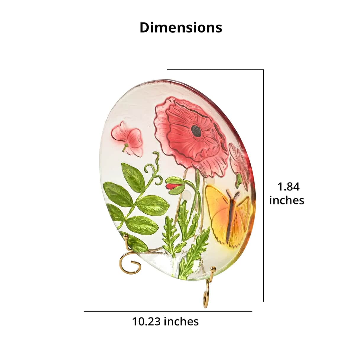 Flower and Butterfly Pattern Glass Tray with Stand image number 4