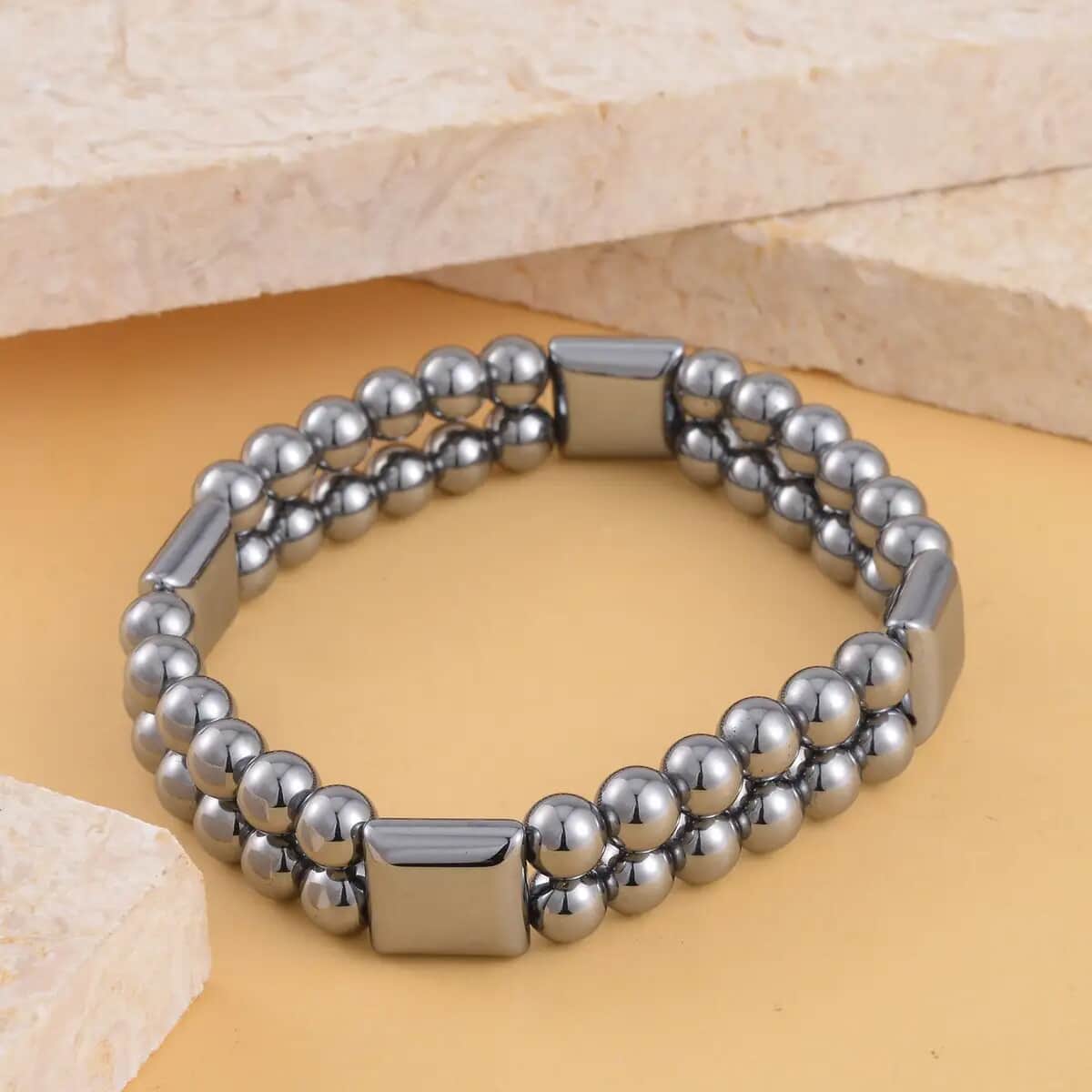 Terahertz 108.55 ctw Beaded Two Row Stretchable Bracelet image number 1