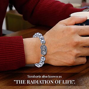 Doorbuster Terahertz 132.00 ctw Beaded with Pixiu Stretch Bracelet in 14K Yellow Gold Over Sterling Silver (6.5-7In)