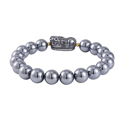  Terahertz 132.00 ctw Beaded with Pixiu Stretch Bracelet in 14K Yellow Gold Over Sterling Silver (6.5-7In)