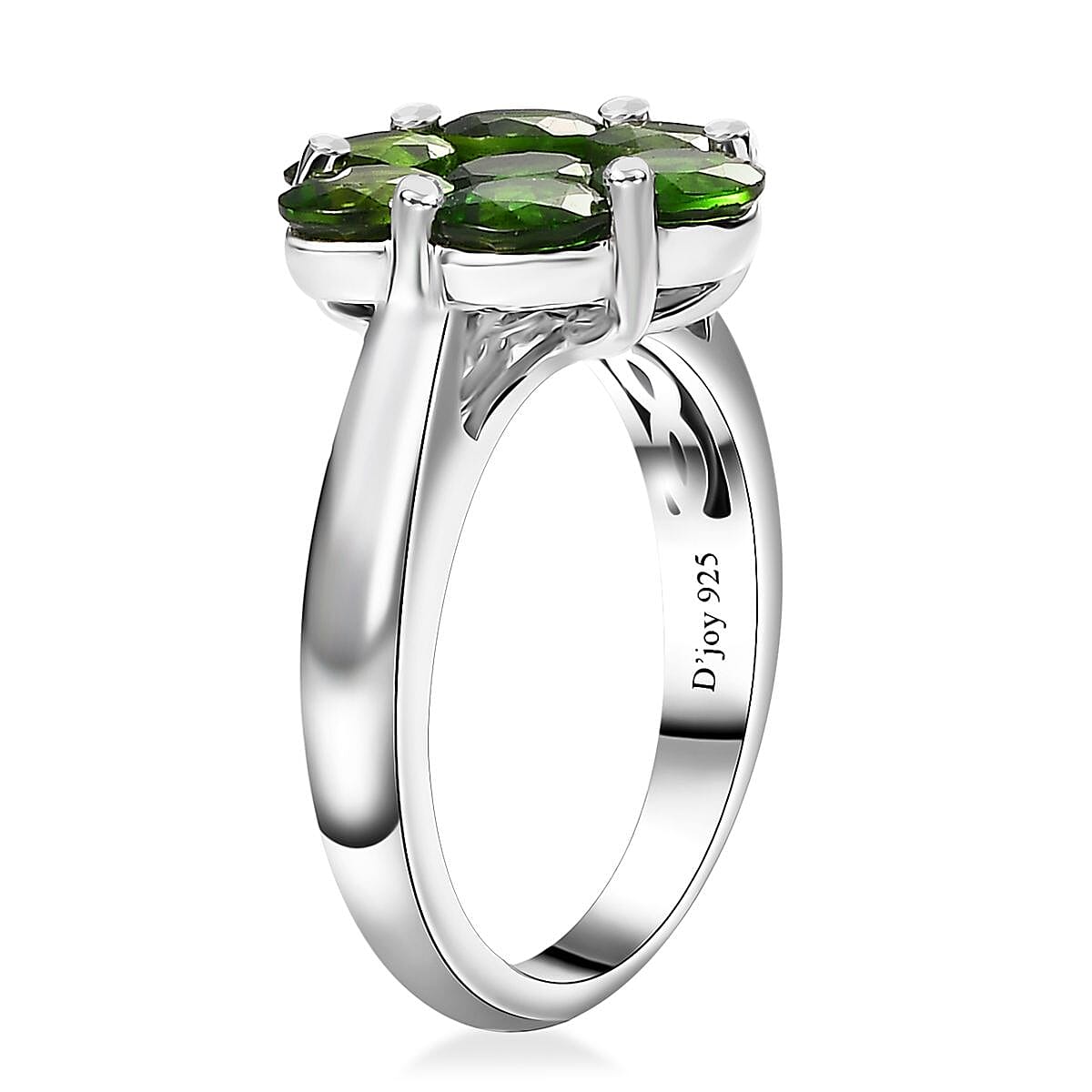 Chrome Diopside Floral Ring in Platinum Over Sterling Silver (Size 6.0) 3.10 ctw