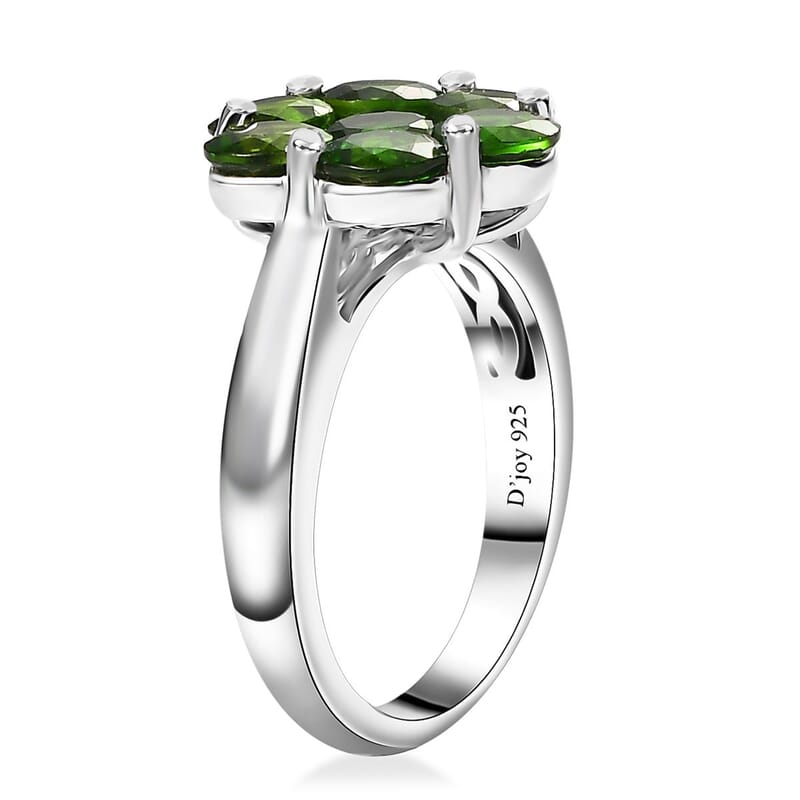 Chrome Diopside Floral Ring in Platinum Over Sterling Silver (Size 6.0) 3.10 ctw