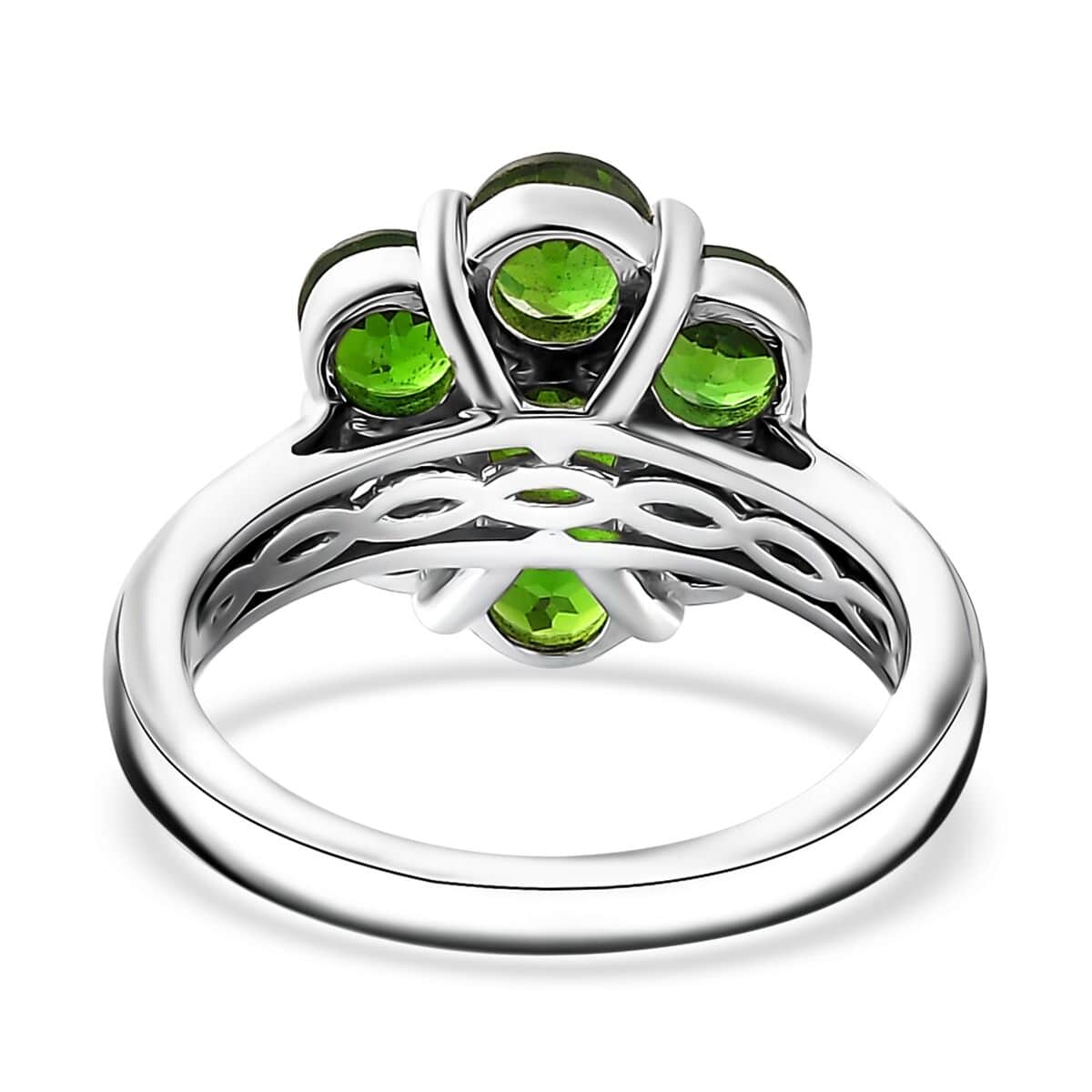 Chrome Diopside Floral Ring in Platinum Over Sterling Silver (Size 6.0) 3.10 ctw image number 4