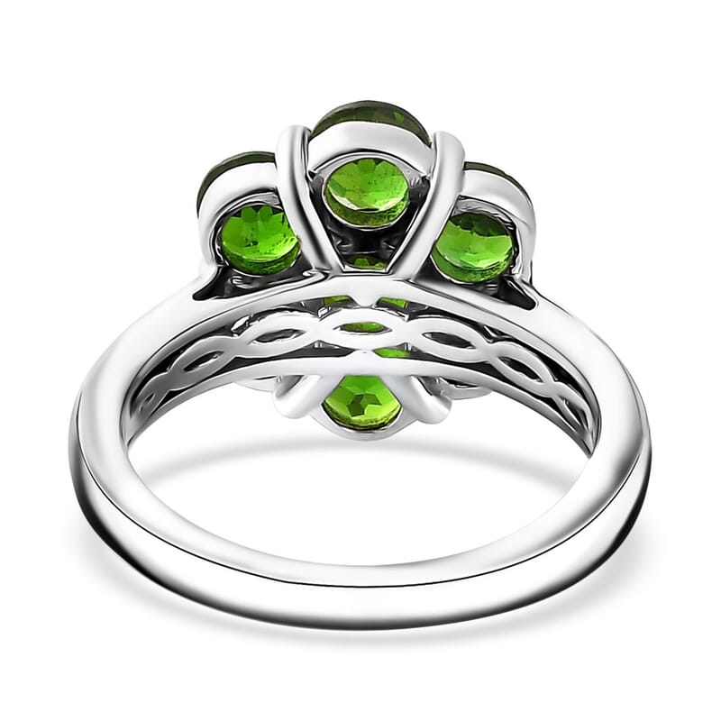 Chrome Diopside Floral Ring in Platinum Over Sterling Silver (Size 6.0) 3.10 ctw