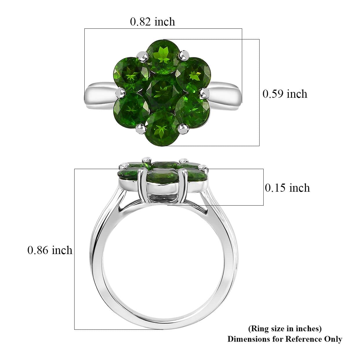 Chrome Diopside Floral Ring in Platinum Over Sterling Silver (Size 6.0) 3.10 ctw image number 5