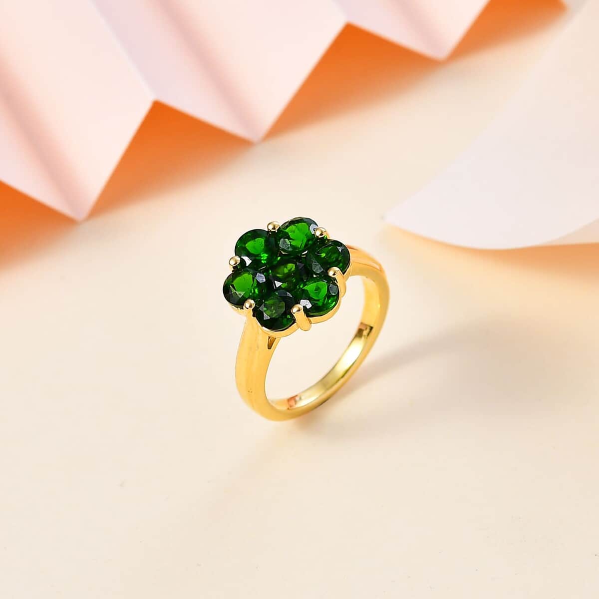 Chrome Diopside Floral Ring in Vermeil Yellow Gold Over Sterling Silver (Size 6.0) 3.10 ctw image number 1