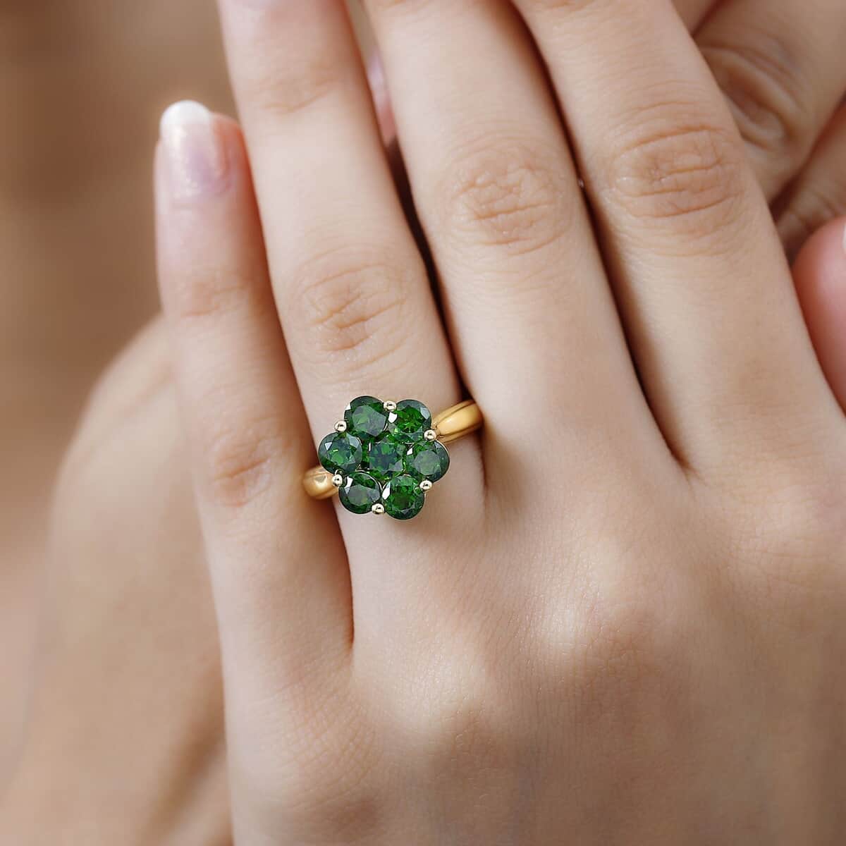 Chrome Diopside Floral Ring in Vermeil Yellow Gold Over Sterling Silver (Size 6.0) 3.10 ctw image number 2