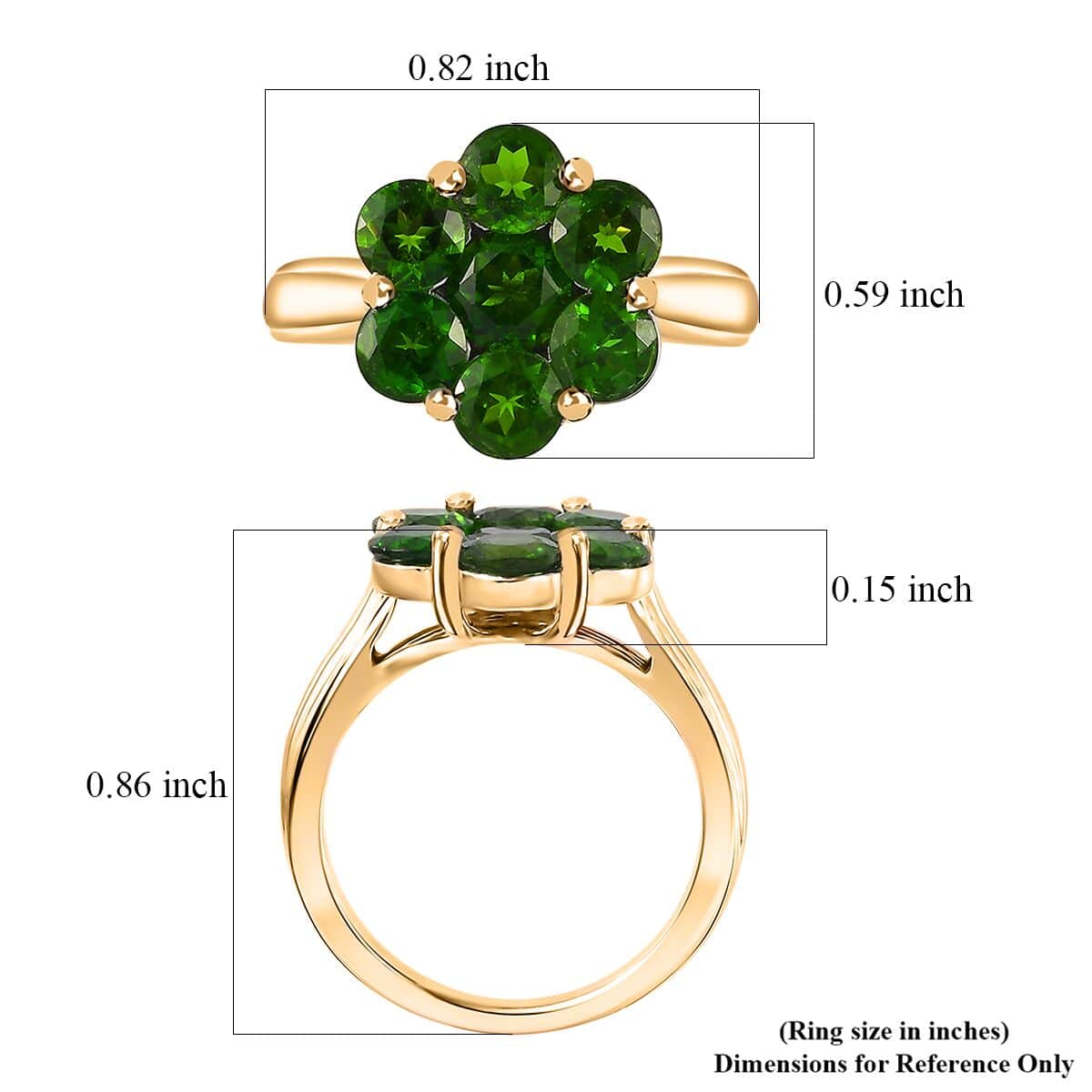 Chrome Diopside Floral Ring in Vermeil Yellow Gold Over Sterling Silver (Size 6.0) 3.10 ctw image number 5