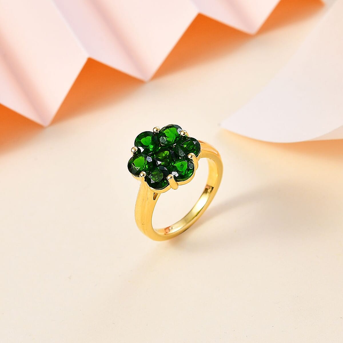 Chrome Diopside Floral Ring in Vermeil Yellow Gold Over Sterling Silver (Size 7.0) 3.10 ctw image number 1