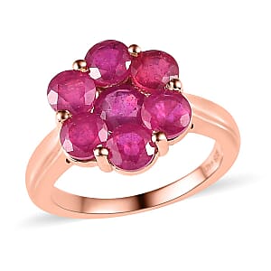 Niassa Ruby (FF) Floral Ring in Vermeil Rose Gold Over Sterling Silver (Size 7.0) 4.20 ctw