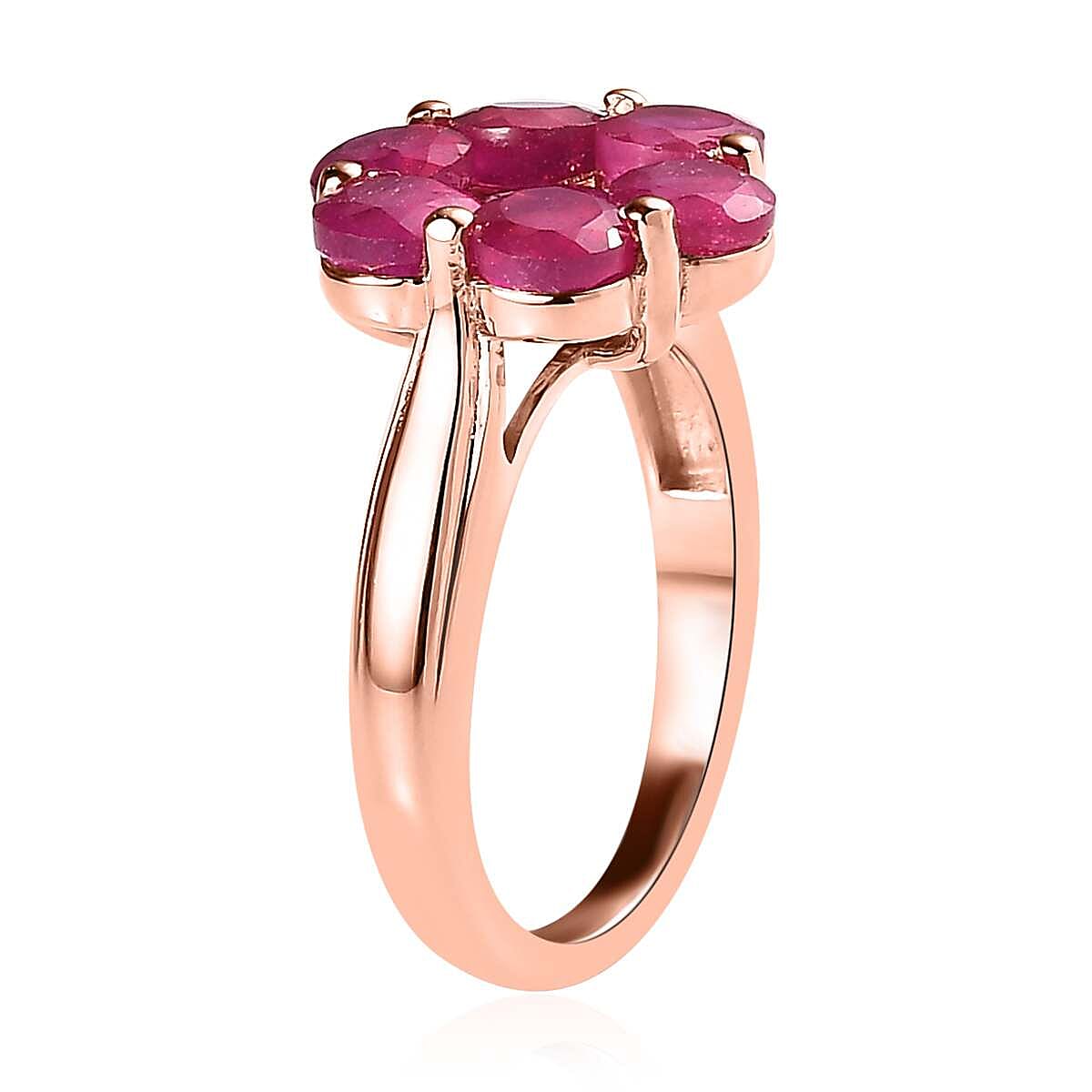 Niassa Ruby (FF) Floral Ring in Vermeil Rose Gold Over Sterling Silver (Size 7.0) 4.20 ctw image number 3