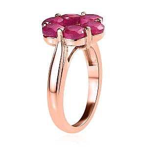 Niassa Ruby (FF) Floral Ring in Vermeil Rose Gold Over Sterling Silver (Size 7.0) 4.20 ctw