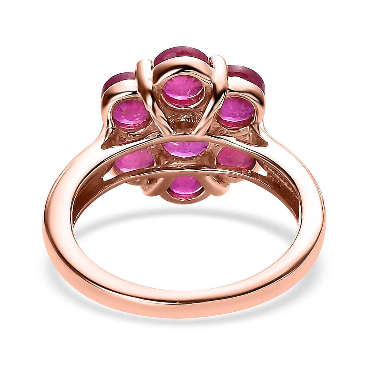 Niassa Ruby (FF) Floral Ring in Vermeil Rose Gold Over Sterling Silver (Size 7.0) 4.20 ctw image number 4