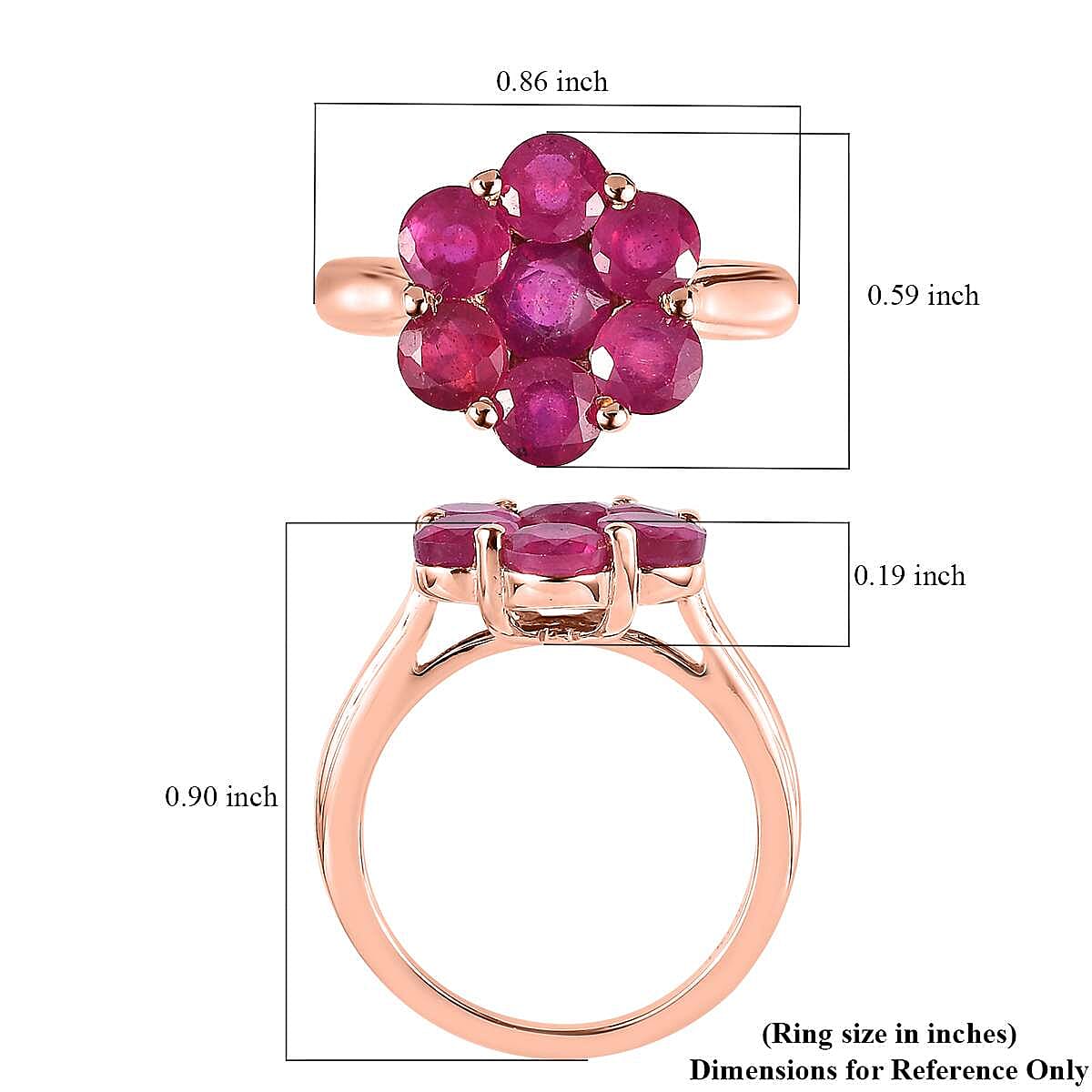 Niassa Ruby (FF) Floral Ring in Vermeil Rose Gold Over Sterling Silver (Size 7.0) 4.20 ctw image number 5