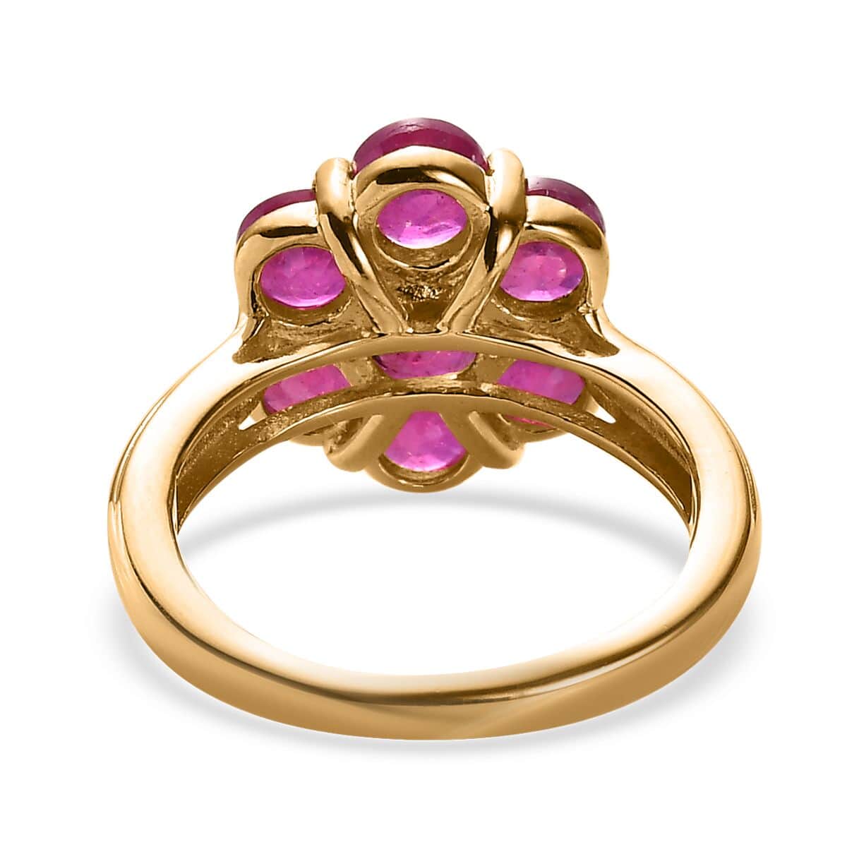 Niassa Ruby (FF) Floral Ring in Vermeil Yellow Gold Over Sterling Silver (Size 8.0) 4.20 ctw image number 4