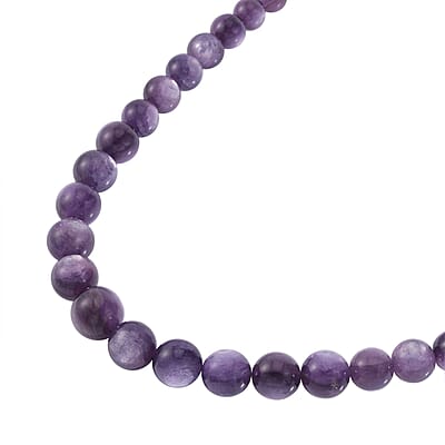 14K Yellow Gold Magnetic Lock Brazilian Purple Lepidolite Beaded Necklace 20 Inches 661.00 ctw