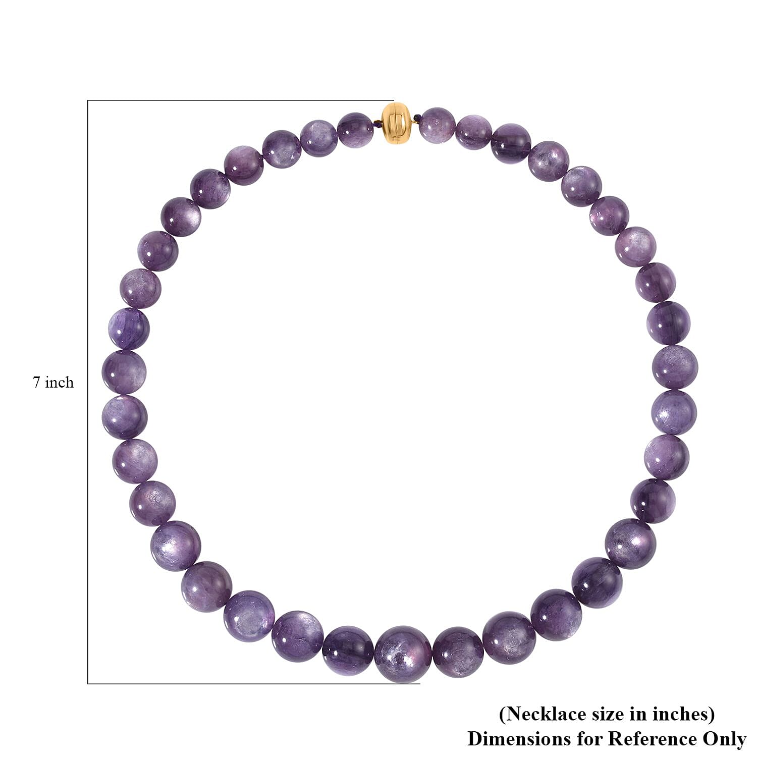 14K Yellow Gold Magnetic Lock Brazilian Purple Lepidolite Beaded Necklace 20 Inches 661.00 ctw
