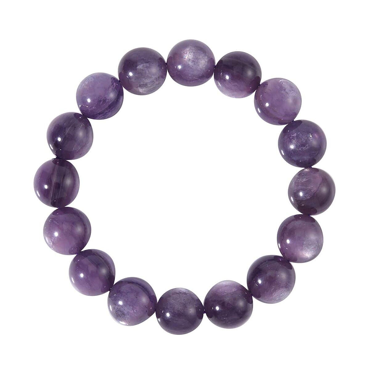 Brazilian Purple Lepidolite Beaded Stretch Bracelet, Stretchable Beads Bracelet, Lepidolite Bracelet, Adjustable Bracelet, Birthday Gifts 13-14mm 262.00 ctw image number 0