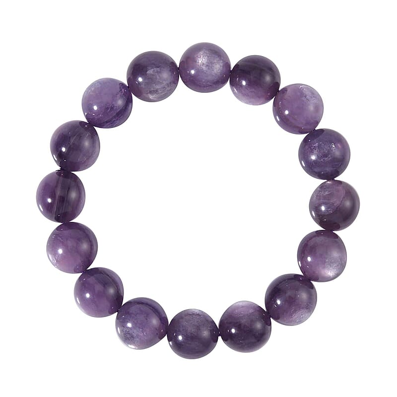 Brazilian Purple Lepidolite Beaded Stretch Bracelet, Stretchable Beads Bracelet, Lepidolite Bracelet, Adjustable Bracelet, Birthday Gifts 13-14mm 262.00 ctw