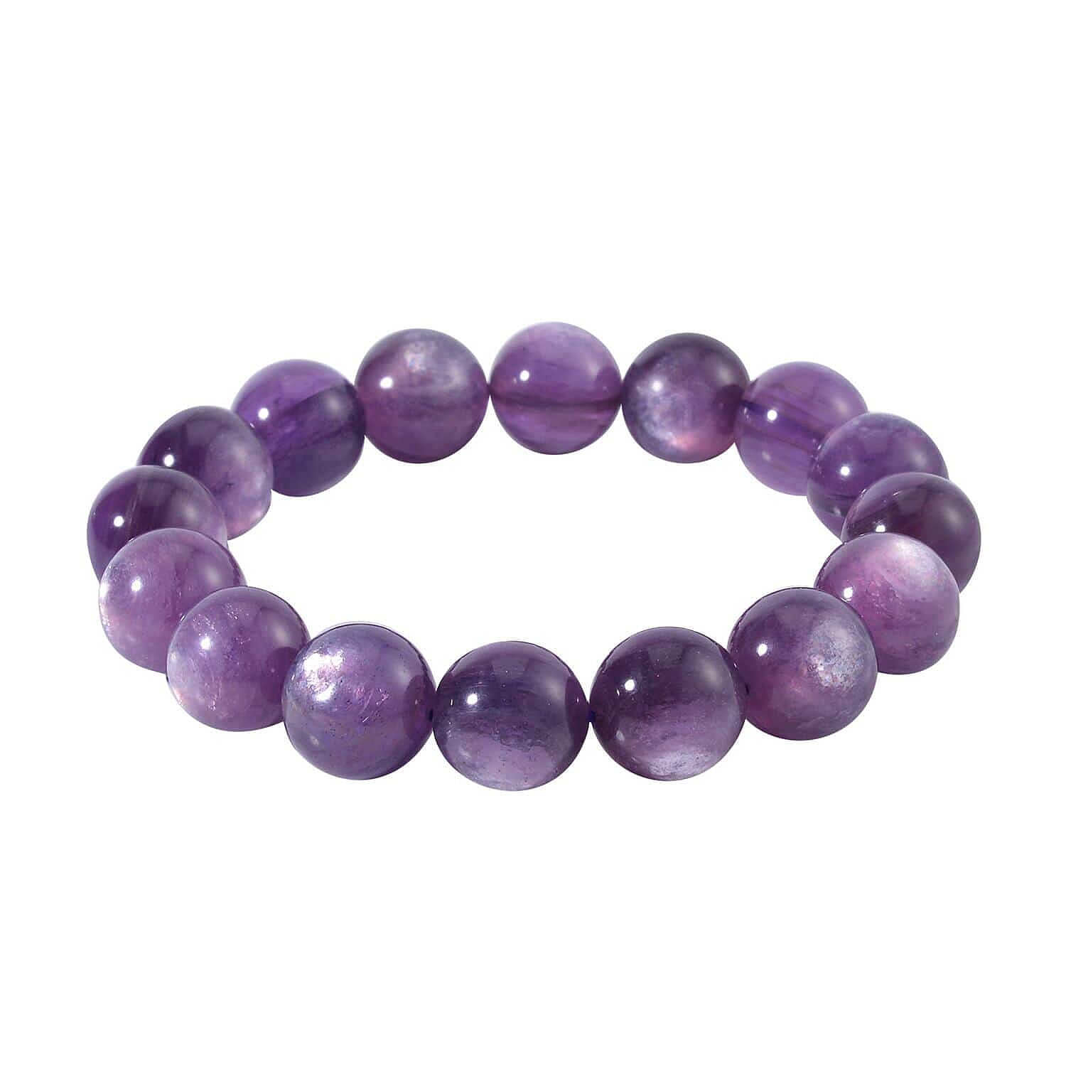 Brazilian Purple Lepidolite Beaded Stretch Bracelet, Stretchable Beads Bracelet, Lepidolite Bracelet, Adjustable Bracelet, Birthday Gifts 13-14mm 262.00 ctw
