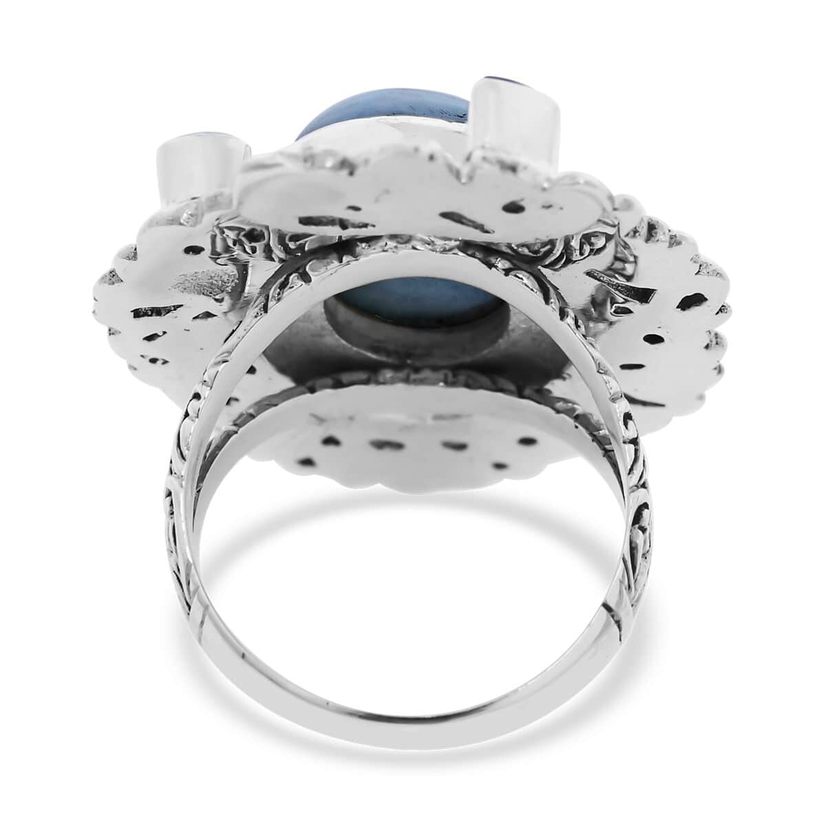 Bali Legacy Larimar and Multi Gemstone Ring in Sterling Silver (Size 8.0) 14.00 ctw image number 4